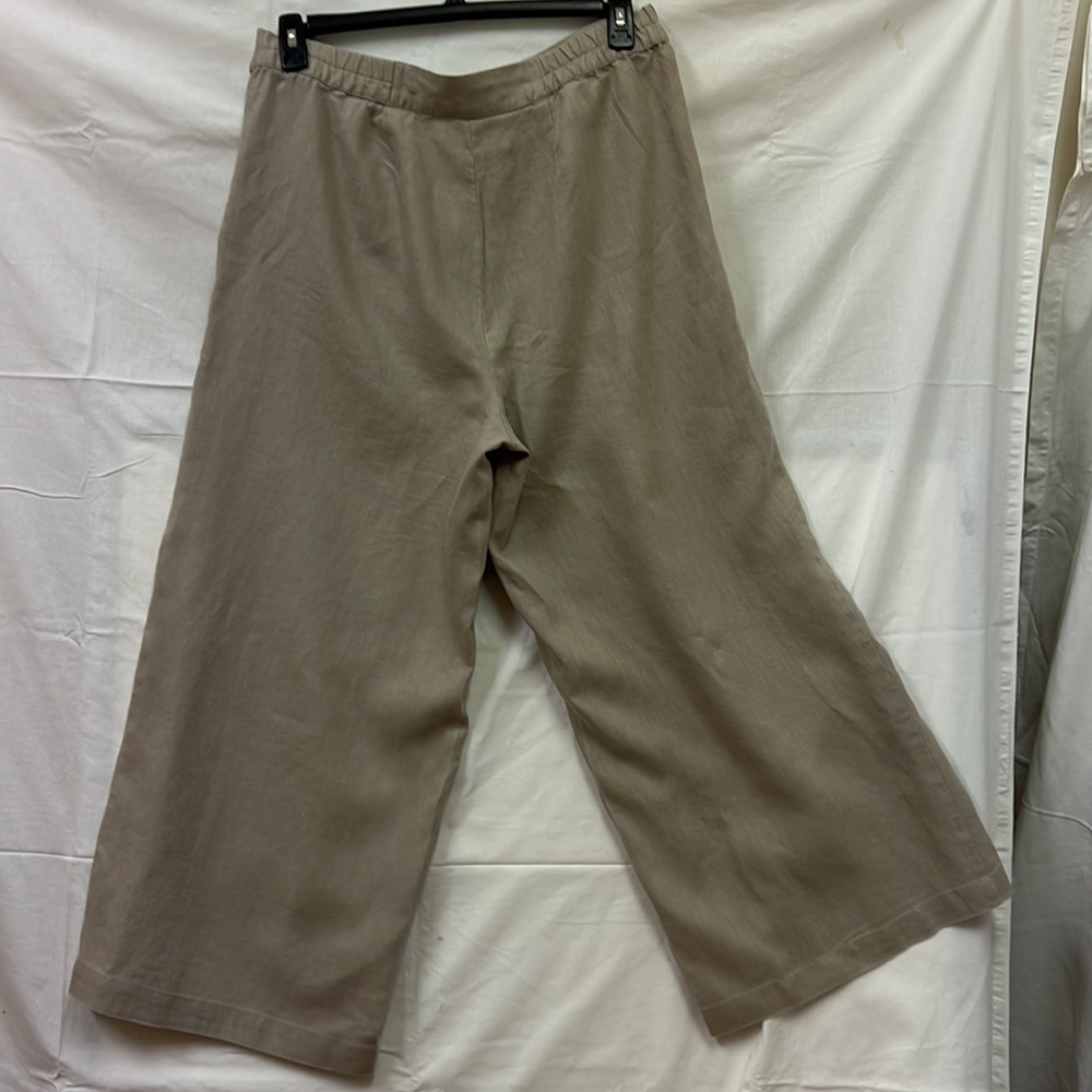 Linen light color wide leg pants - Picture 3 of 12